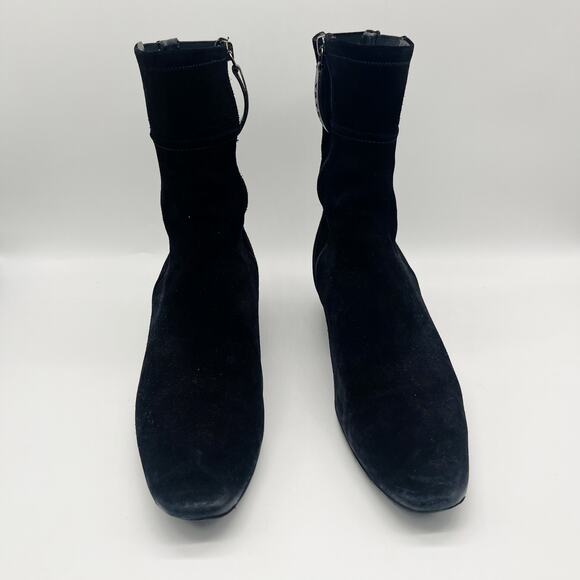 Prada Suede Chelsea Boots Zipper Leather Size 40 Black - Picture 3 of 10